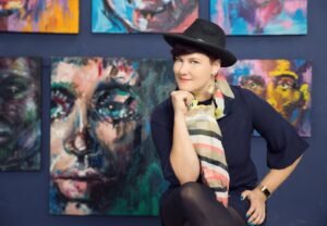 Artist Lillian Gray preparing for her exhibition in London 2019